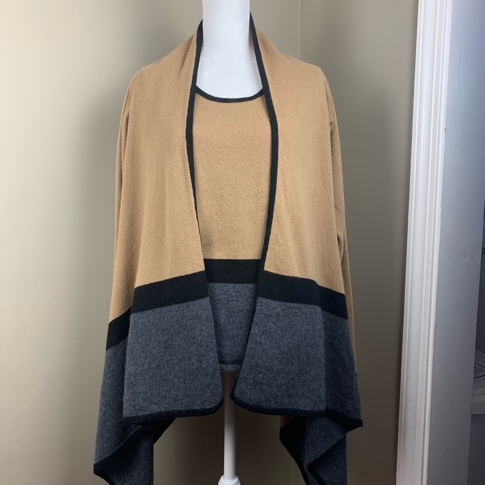 Weill cardigan set Elegant Tan & Gray cashmere